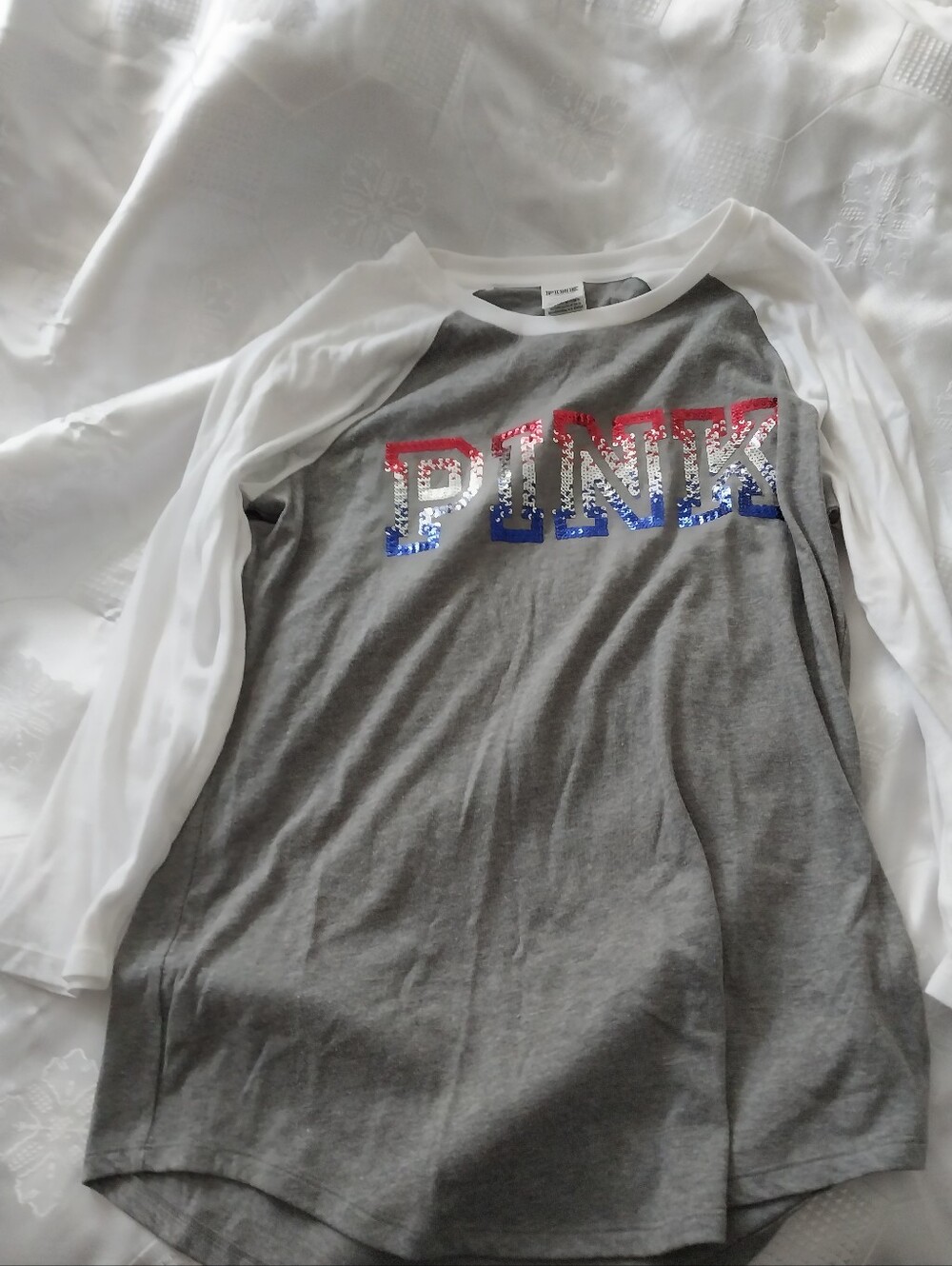 Pink NWT Top Glitter Logo Size L